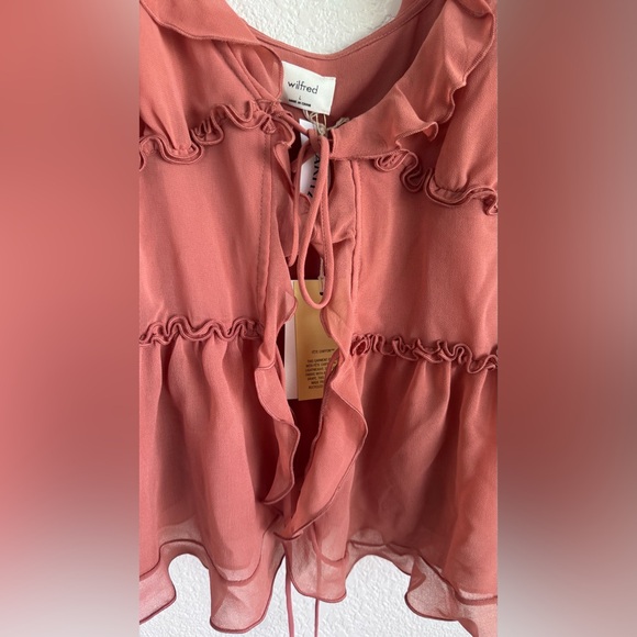 Aritzia Wilfred Amore Cami NWT Dusty Rose Ruffle Tie-Front Chiffon Tank - Picture 8 of 13